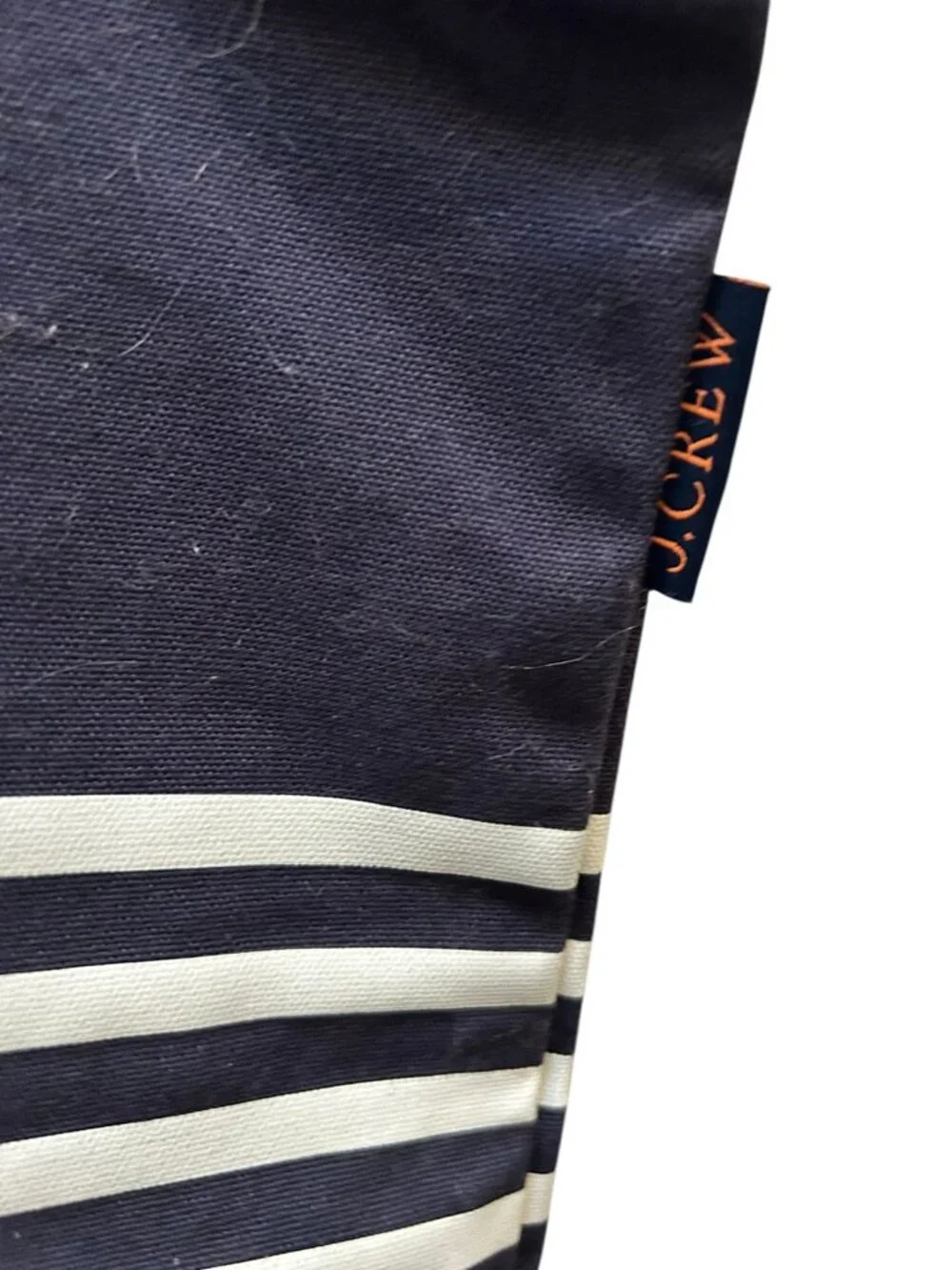 J. Crew Blue white classic French Breton Nautical Stripe cotton tote bag
